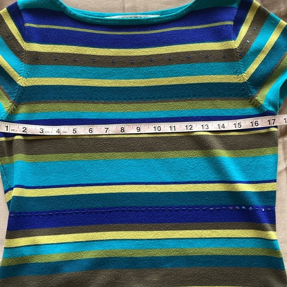 Uniform x John Paul Richard Multi Stripe Top Jewel Tone Y2K - Picture 4 of 6